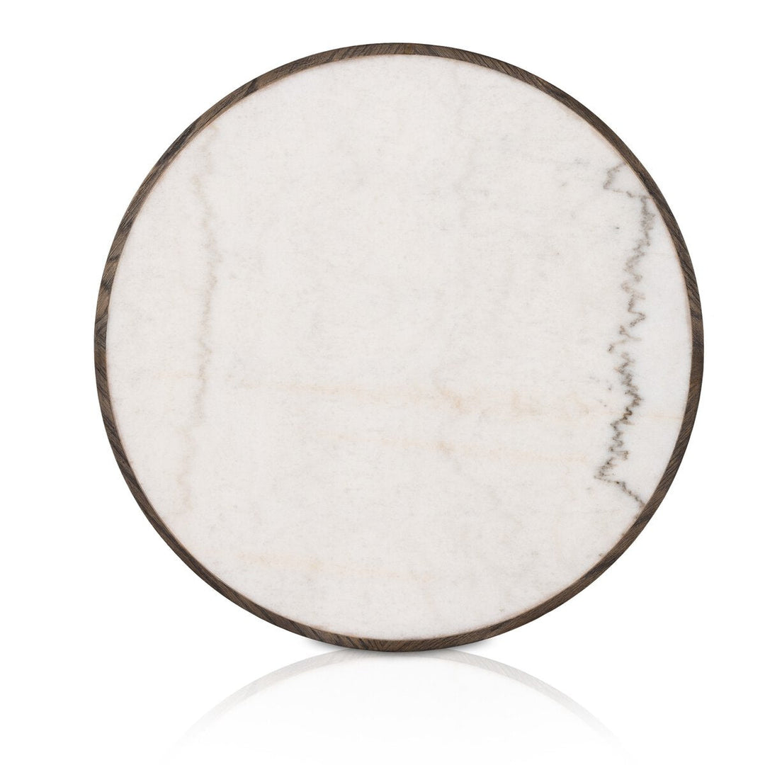 Skye End Table in White Marble detail view - Whats New Furniture Portland OR