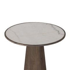 Skye End Table in White Marble side view - Whats New Furniture Portland OR