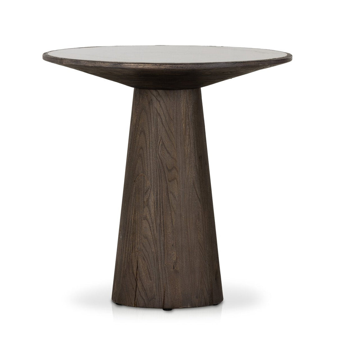 Skye End Table in White Marble front studio view - Whats New Furniture Portland OR