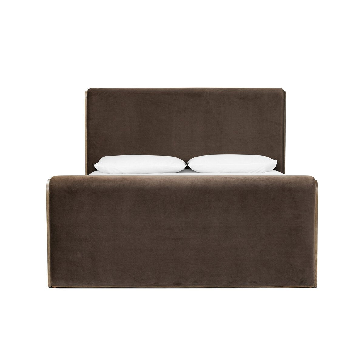 Sloane Bed in Surrey Cocoa front studio view - Whats New Furniture Portland OR