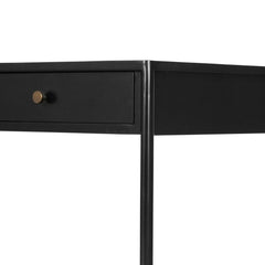 Soto Desk in Black lifestyle view styled with office chair - Whats New Furniture Portland OR