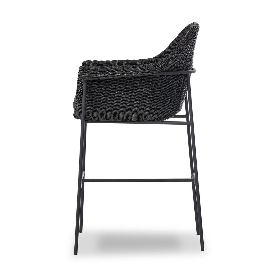 Suerte Outdoor Bar + Counter Stool in Arashi Ink side view - Whats New Furniture Portland OR