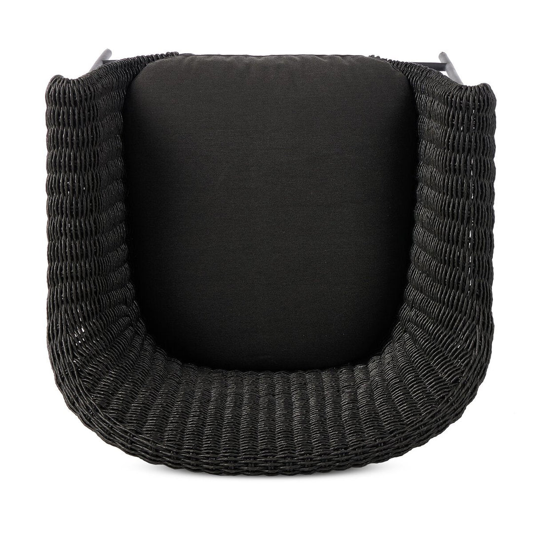 Suerte Outdoor Bar + Counter Stool in Arashi Ink detail view - Whats New Furniture Portland OR