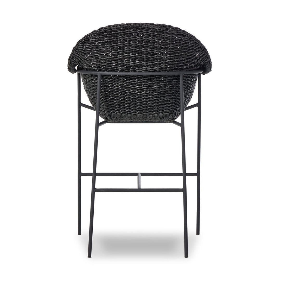 Suerte Outdoor Bar + Counter Stool in Arashi Ink detail view - Whats New Furniture Portland OR