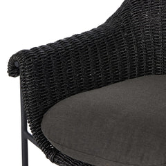 Suerte Outdoor Bar + Counter Stool in Arashi Ink detail view - Whats New Furniture Portland OR