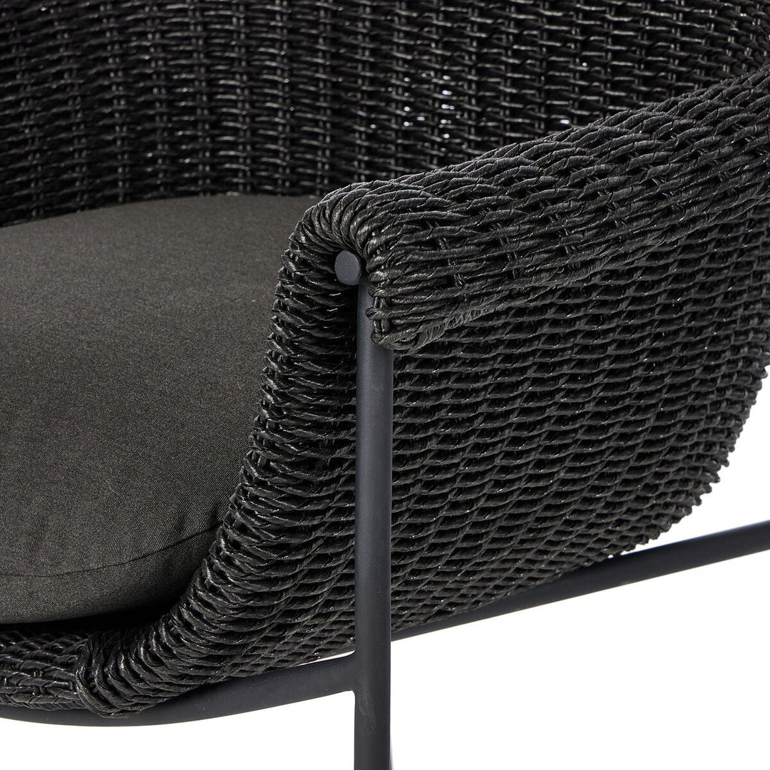 Suerte Outdoor Bar + Counter Stool in Arashi Ink detail view - Whats New Furniture Portland OR