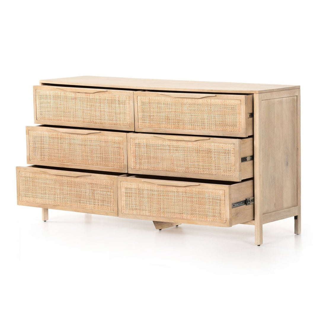 Sydney 6 Drawer Dresser in Natural Cane fifth detail view - Whats New Furniture Portland OR