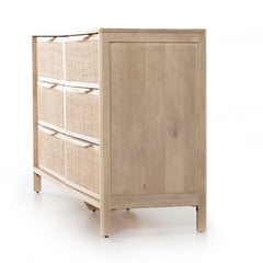Sydney 6 Drawer Dresser in Natural Cane third detail view - Whats New Furniture Portland OR