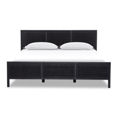 Sydney Bed in Black Wash / Black Cane / King front studio view - Whats New Furniture Portland OR