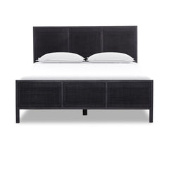 Sydney Bed in Black Wash / Black Cane / Queen front studio view - Whats New Furniture Portland OR