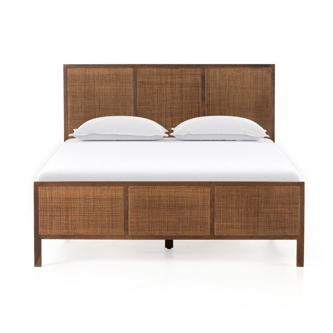 Sydney Bed in Brown Wash front studio view - Whats New Furniture Portland OR