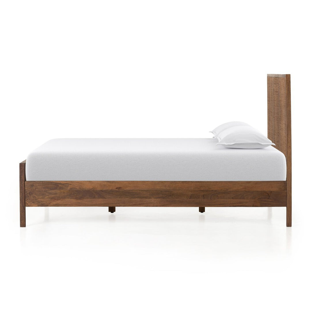 Sydney Bed in Brown Wash side studio view - Whats New Furniture Portland OR
