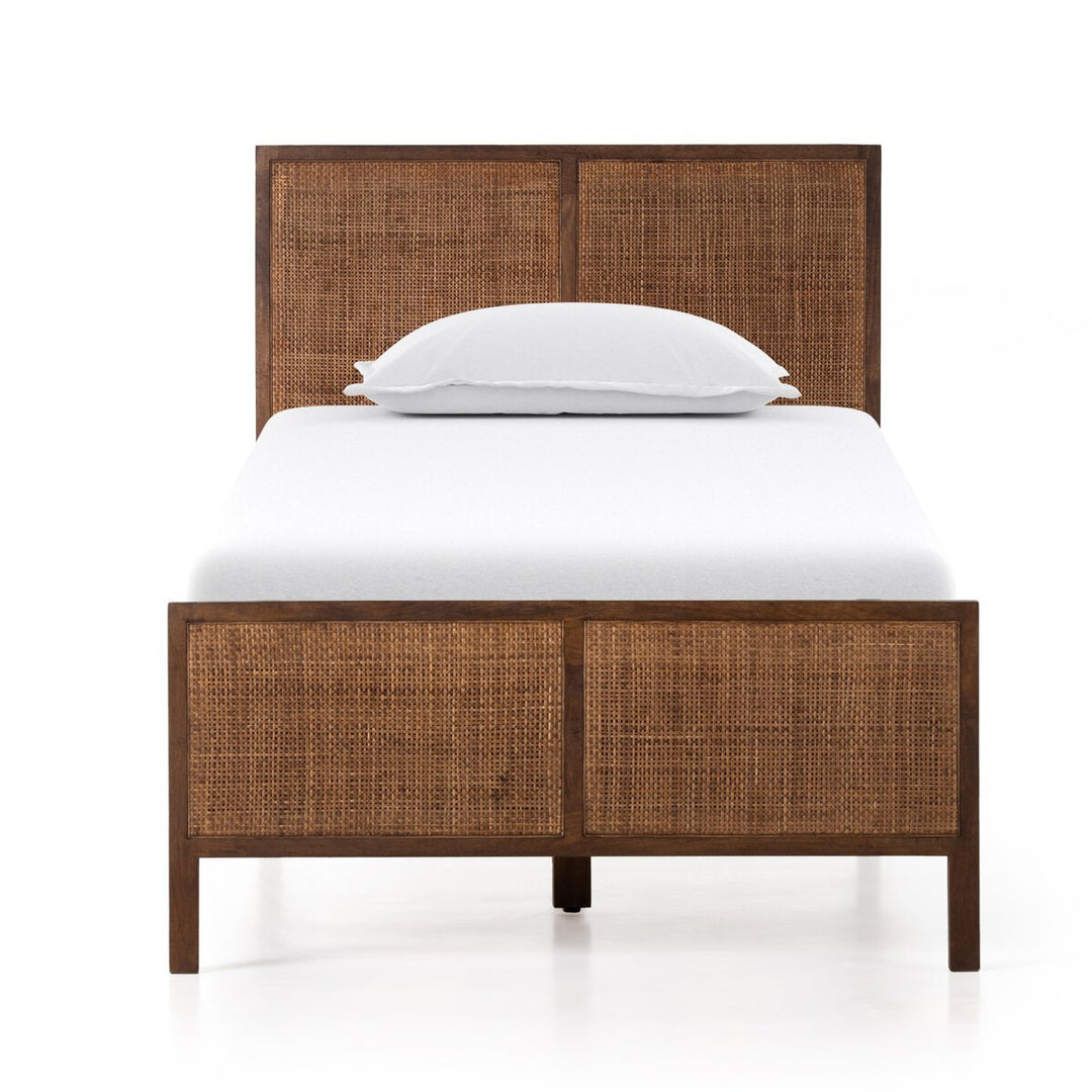 Sydney Bed in Brown Wash front studio view - Whats New Furniture Portland OR