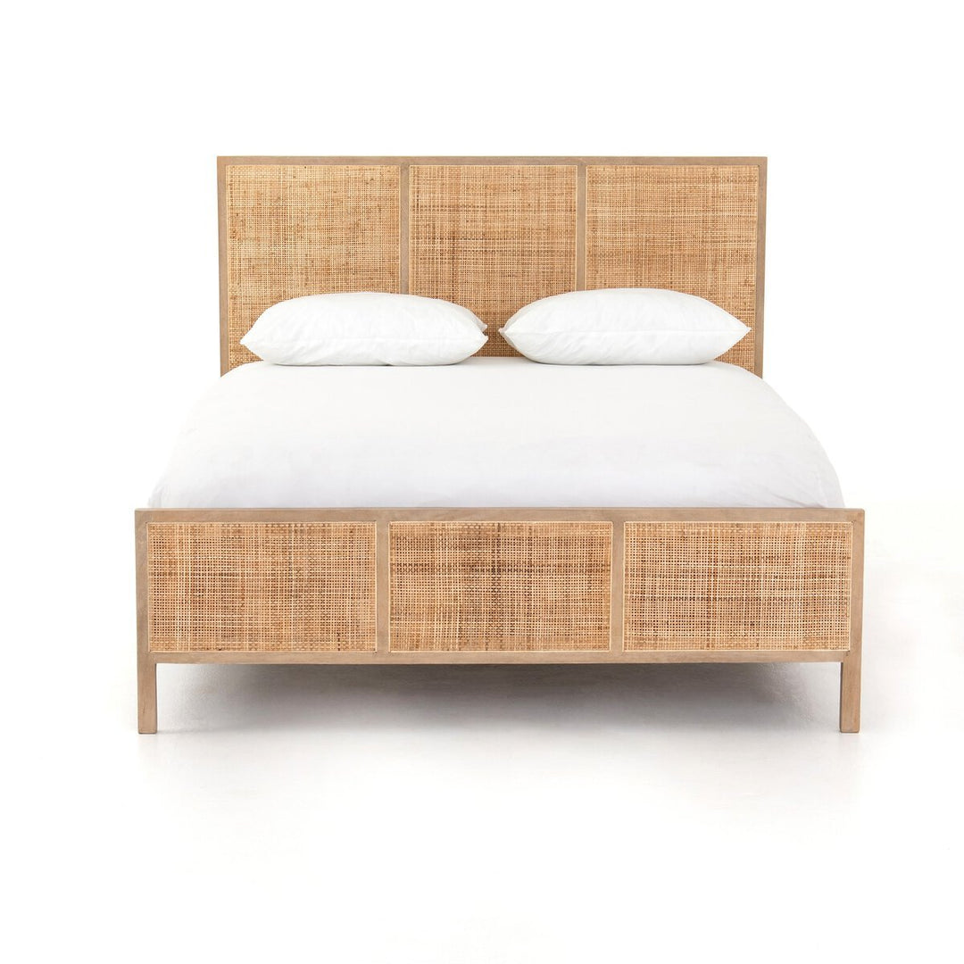 Sydney Bed in Natural Mango / Natural Cane / Queen front studio view - Whats New Furniture Portland OR