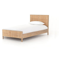 Sydney Bed in Natural Mango / Natural Cane / Twin three-quarter studio view - Whats New Furniture Portland OR