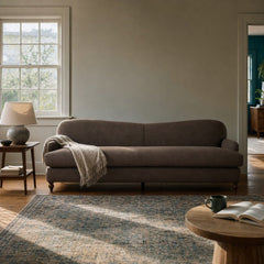 Tiani Sofa in Savoy Coffee 95" styled in Portland AlbertArts foursquare living room - Whats New Furniture