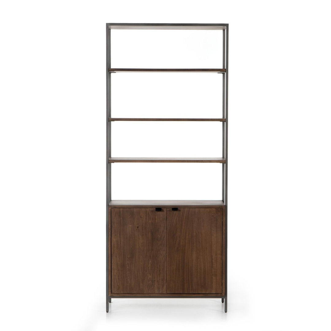 Trey Modular Wide Bookcase in Auburn Poplar front studio view - Whats New Furniture Portland OR