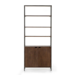 Trey Modular Wide Bookcase in Auburn Poplar front studio view - Whats New Furniture Portland OR