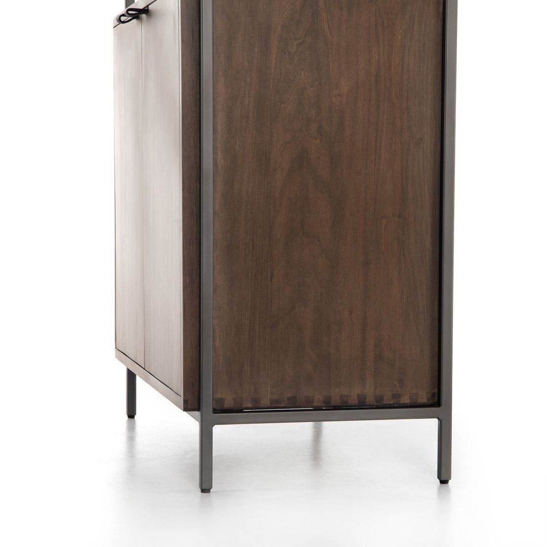 Trey Modular Wide Bookcase in Auburn Poplar wood grain detail view - Whats New Furniture Portland OR