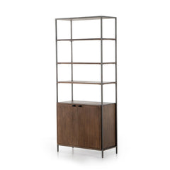 Trey Modular Wide Bookcase in Auburn Poplar three-quarter studio view - Whats New Furniture Portland OR