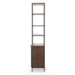Trey Modular Wide Bookcase in Auburn Poplar side studio view - Whats New Furniture Portland OR