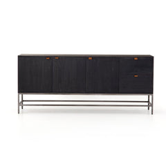 Trey Sideboard in Black Wash Poplar front studio view - Whats New Furniture Portland OR