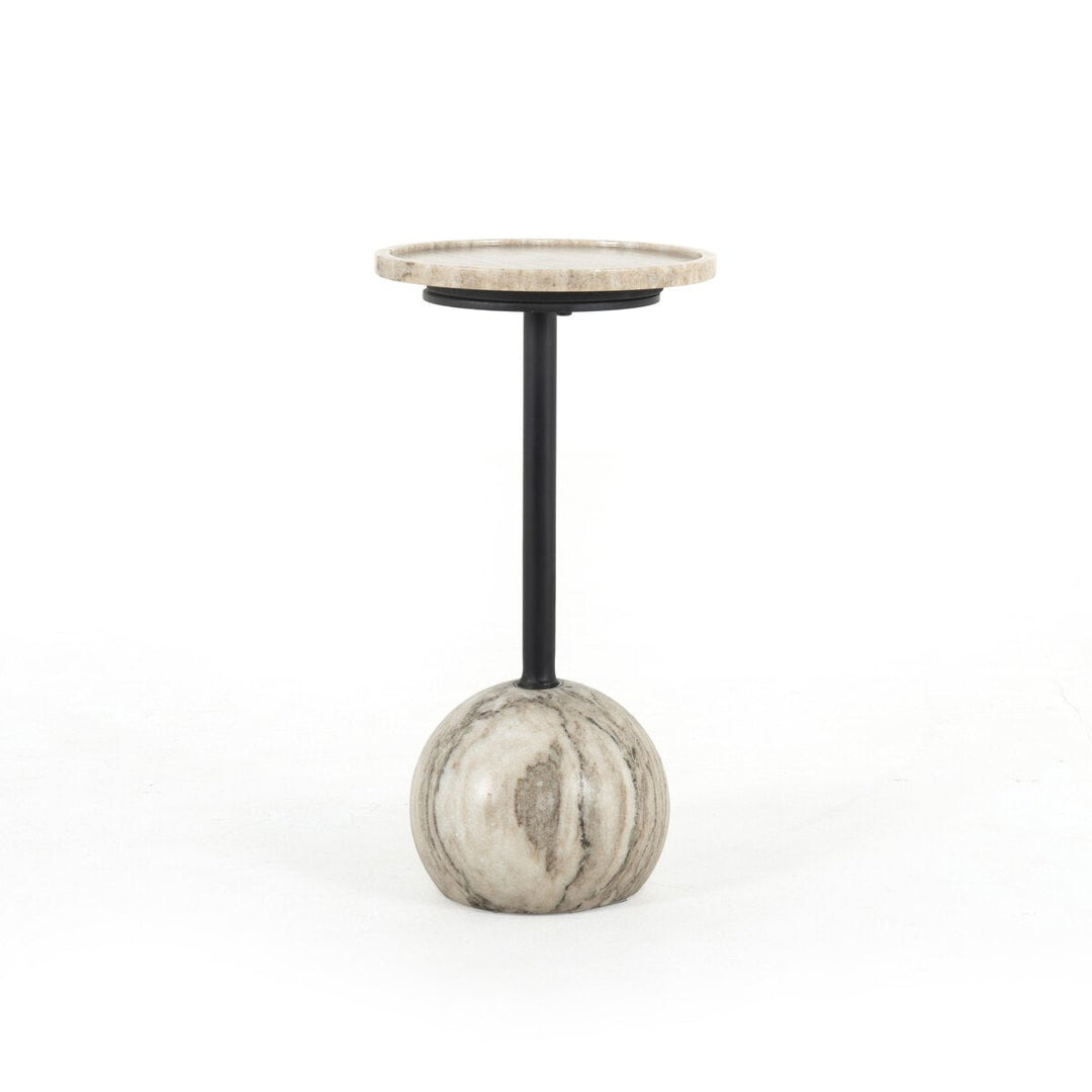 Viola Accent Table in Antique White Marble three-quarter view - Whats New Furniture Portland OR