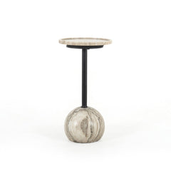 Viola Accent Table in Antique White Marble three-quarter view - Whats New Furniture Portland OR