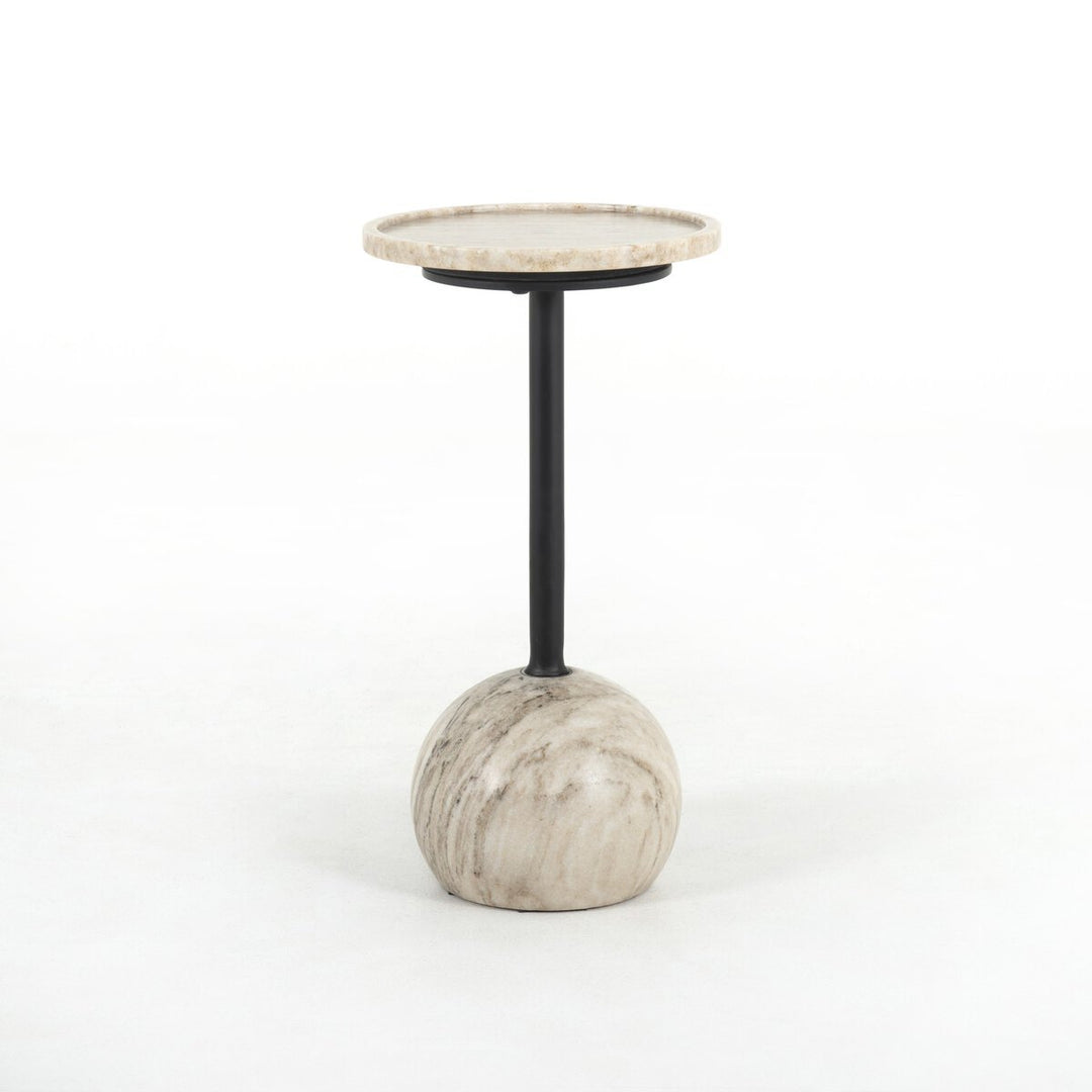 Viola Accent Table in Antique White Marble front studio view - Whats New Furniture Portland OR