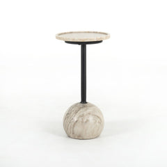 Viola Accent Table in Antique White Marble front studio view - Whats New Furniture Portland OR
