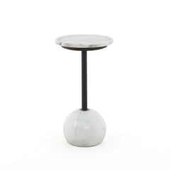 Viola Accent Table in Polished White Marble three-quarter studio view - Whats New Furniture Portland OR