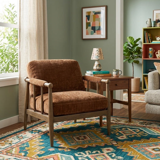 Warren Accent Chair styled in a bright Portland mid-century modern interior - Whats New Furniture