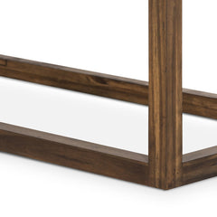 Waylon Double Bookshelf in Harvest Brown lifestyle view styled with books and decor - Whats New Furniture Portland OR