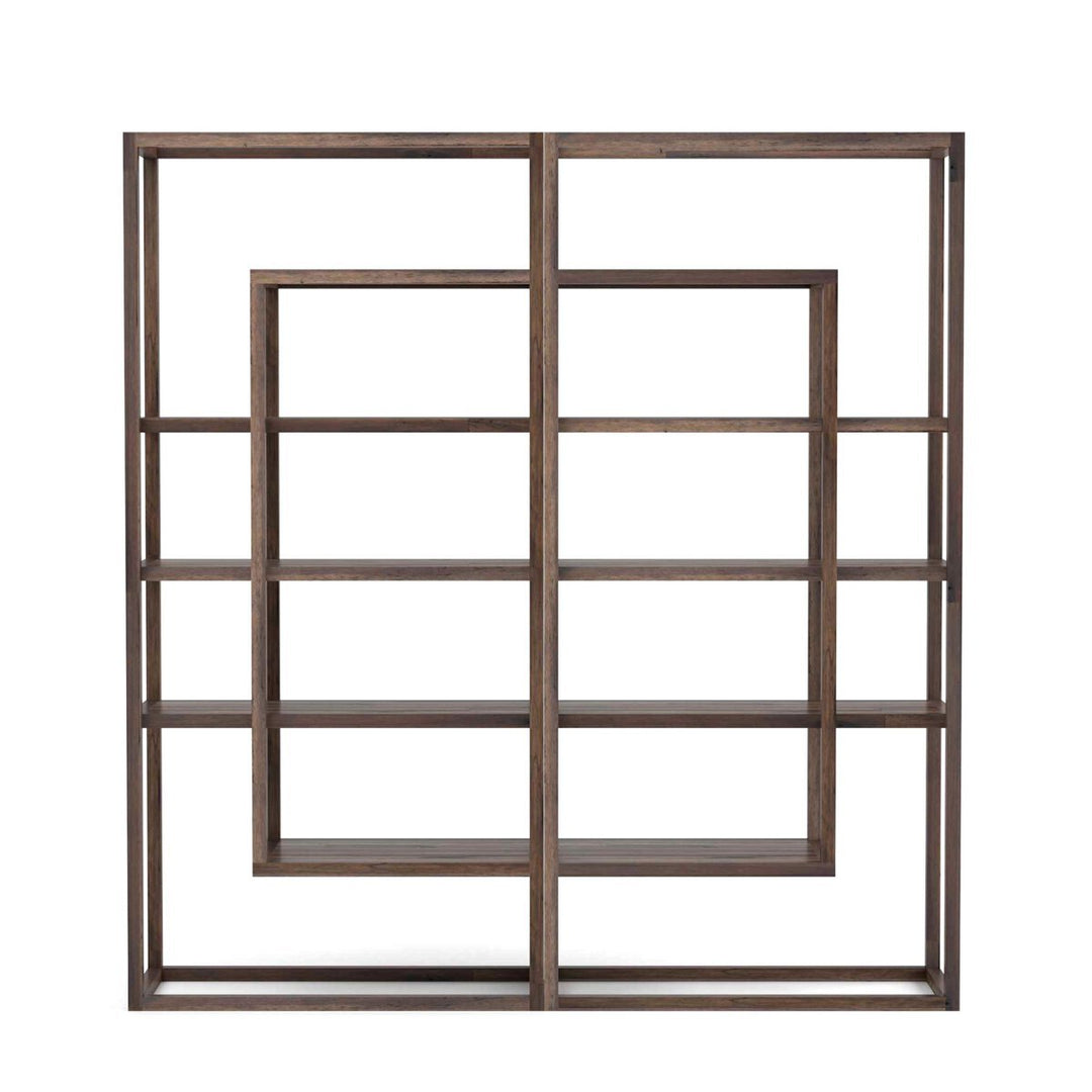 Waylon Double Bookshelf in Harvest Brown front studio view - Whats New Furniture Portland OR