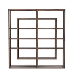 Waylon Double Bookshelf in Harvest Brown front studio view - Whats New Furniture Portland OR