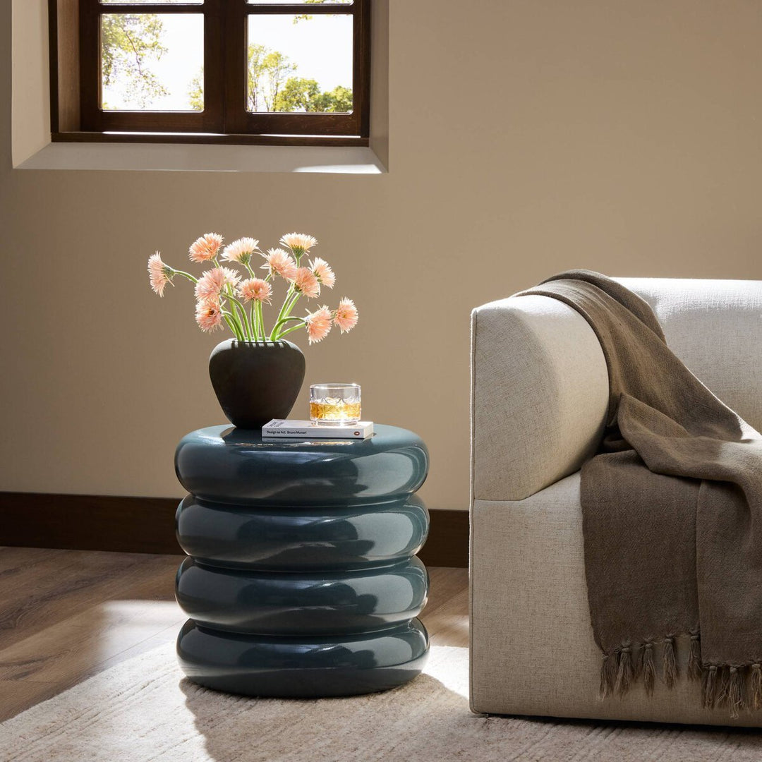 West End Table in Smooth Slate Concrete back view - Whats New Furniture Portland OR