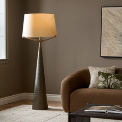 Ziggy Floor Lamp in Hammered Smoked Nickel back studio view - Whats New Furniture Portland OR