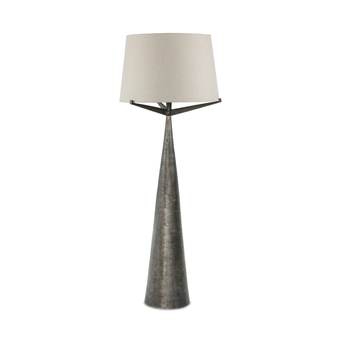 Ziggy Floor Lamp in Hammered Smoked Nickel three-quarter studio view - Whats New Furniture Portland OR