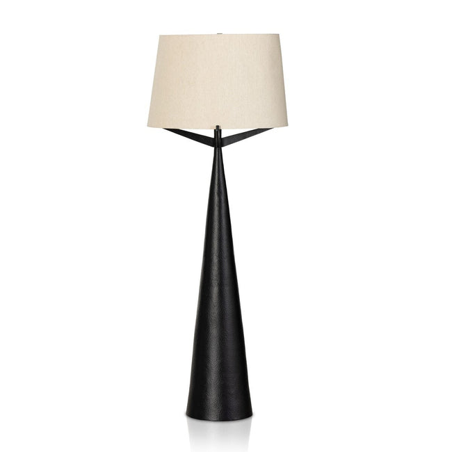Ziggy Floor Lamp in Hammered Black Aluminum front studio view - Whats New Furniture Portland OR