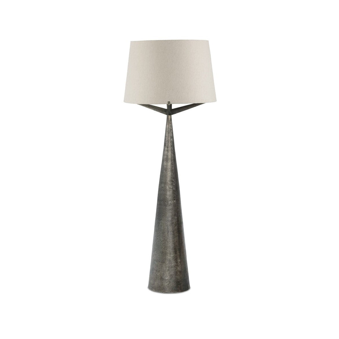 Ziggy Floor Lamp in Hammered Smoked Nickel front studio view - Whats New Furniture Portland OR