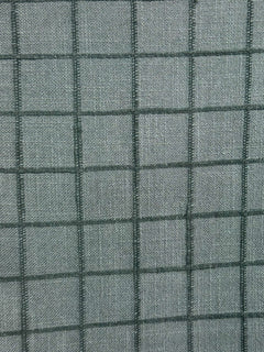 Four Top Steel Blue Windowpane Throw Pillow fabric close-up by Decor Fifty-Five - Whats New Furniture Portland OR