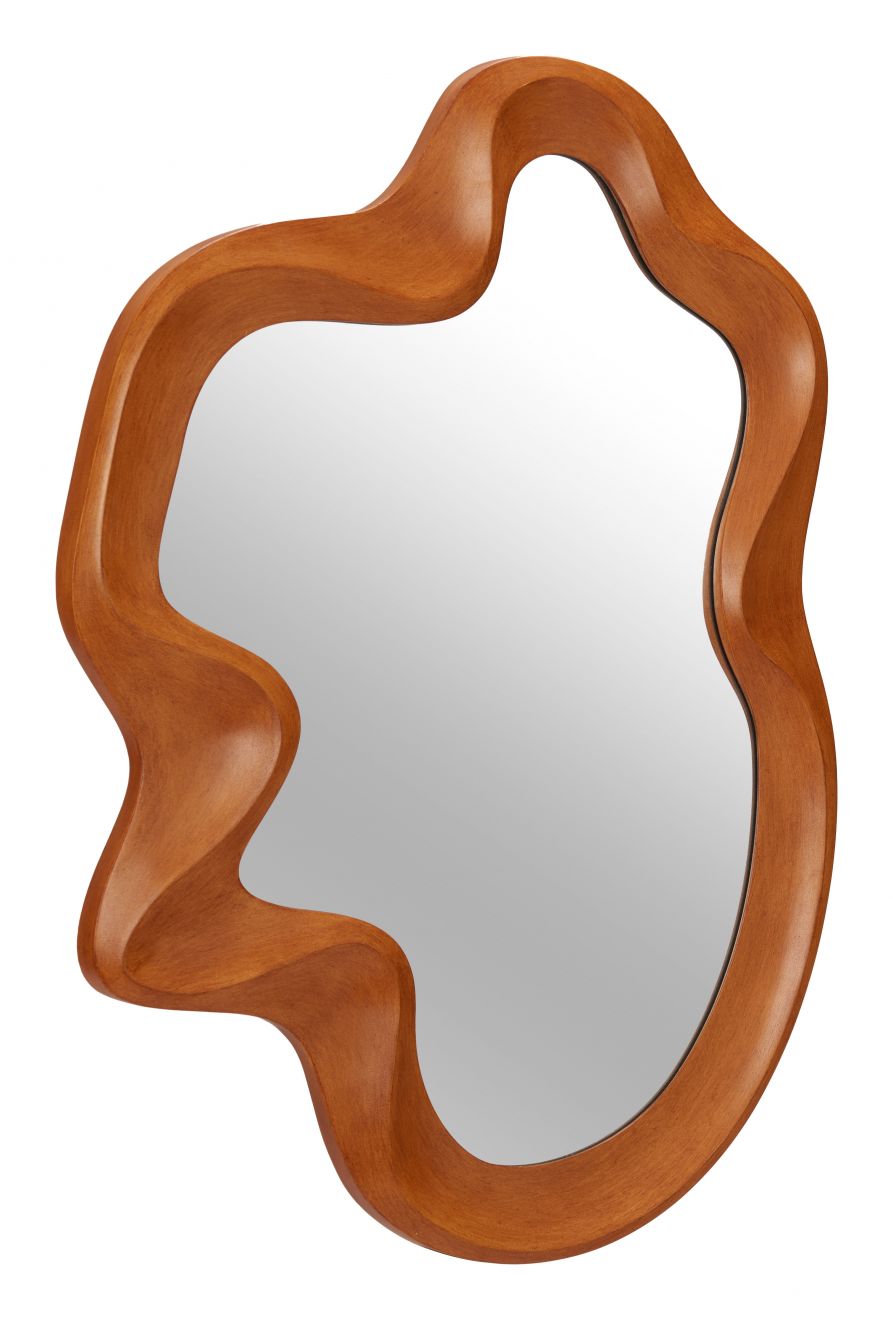 Foz Mirror in Brown side angle - organic wood mirror by Zuo - Whats New Furniture Portland OR