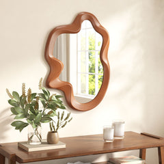 Foz Mirror in Brown room setting - organic wood mirror by Zuo - Whats New Furniture Portland OR