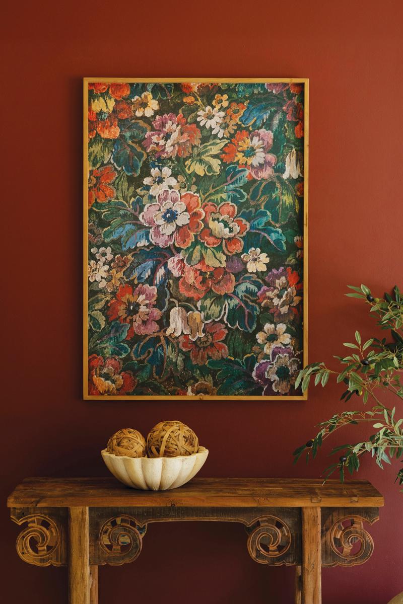 Framed Floral on Printed Paper — What&