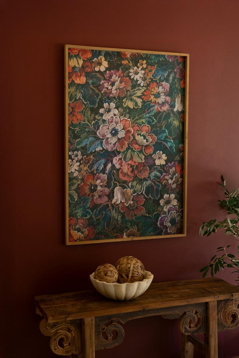 Framed Floral on Printed Paper — view 2