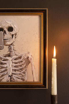 Framed Halloween Skeleton with Cell Phone Painting — detail view 3
