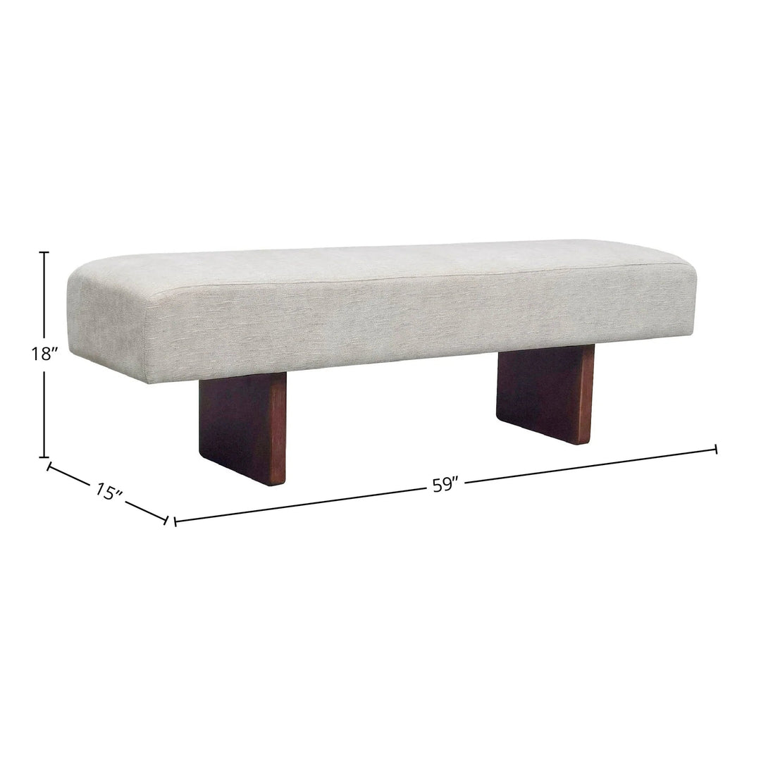Francesca Bench in Taupe Walnut dimension view - bench by LH Imports - Whats New Furniture Portland OR