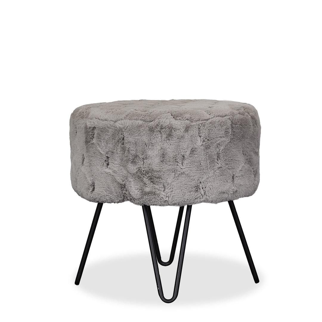 Fuzzy Footstool detail view - Whats New Furniture - Portland, Oregon