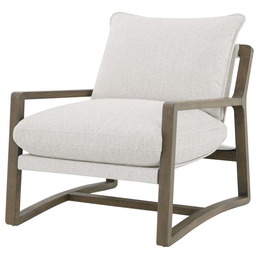Geneva Boucle Upholstered Wood Arm Accent Chair Sand - What&