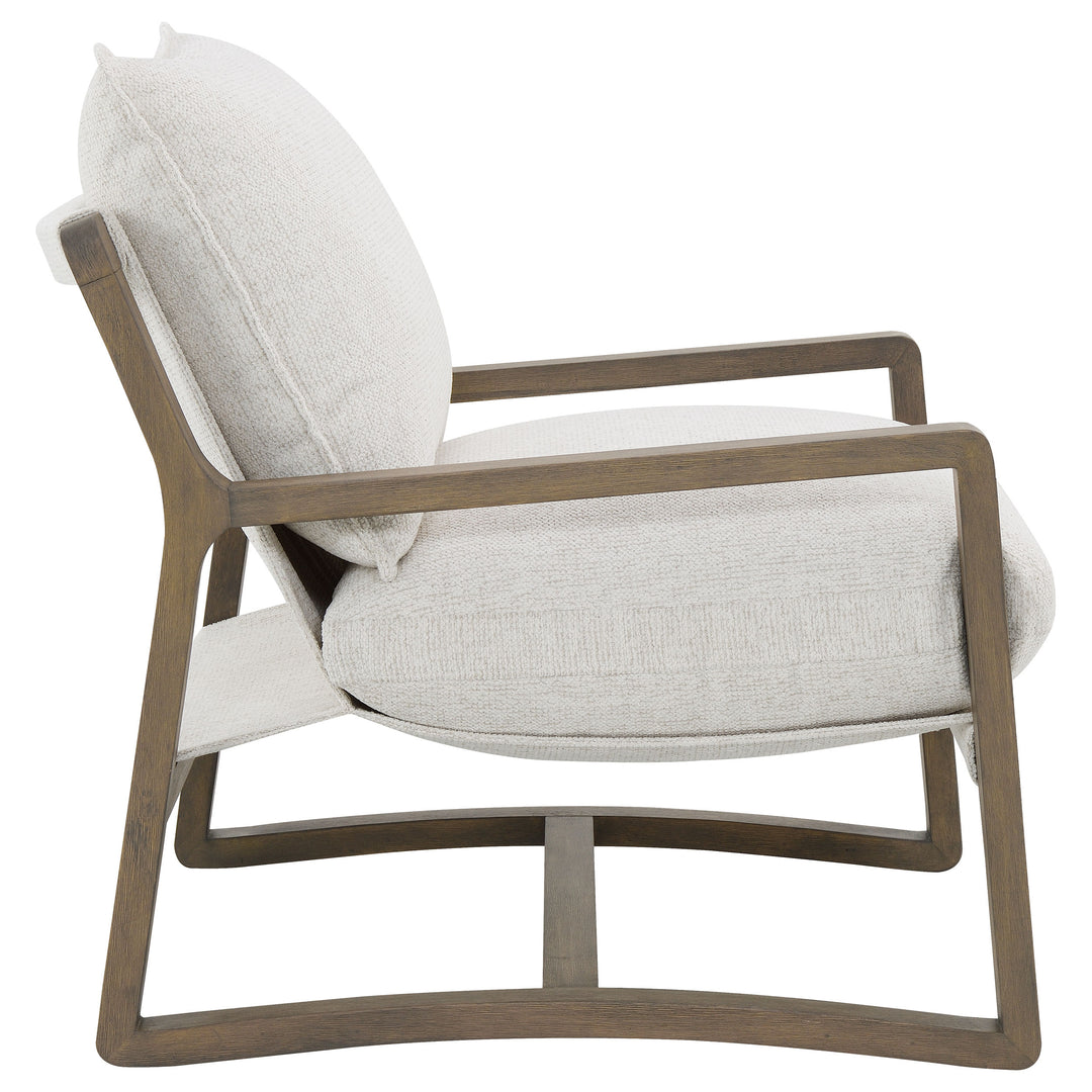 Geneva Boucle Upholstered Wood Arm Accent Chair Sand - What&